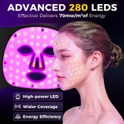 Lovsheme Red Light Therapy for Face, LED Face Mask Light Therapy, Omnilux Red Light Therapy Mask for Acne, Wrinkles and Skin Rejuvenation, 280 LEDS, 3 Modes, 10-Min Auto Off, Eye Protection Included