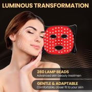 Lovsheme LED Face Mask Light Therapy, Enhance Red Light Therapy Mask for Face Acne, Wrinkles & Skin Rejuvenation, 3 Light Modes & Timing Settings, Eye Protection, Portable LED Face Mask Home Skincare