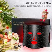 Lovsheme LED Face Mask Light Therapy, Enhance Red Light Therapy Mask for Face Acne, Wrinkles & Skin Rejuvenation, 3 Light Modes & Timing Settings, Eye Protection, Portable LED Face Mask Home Skincare