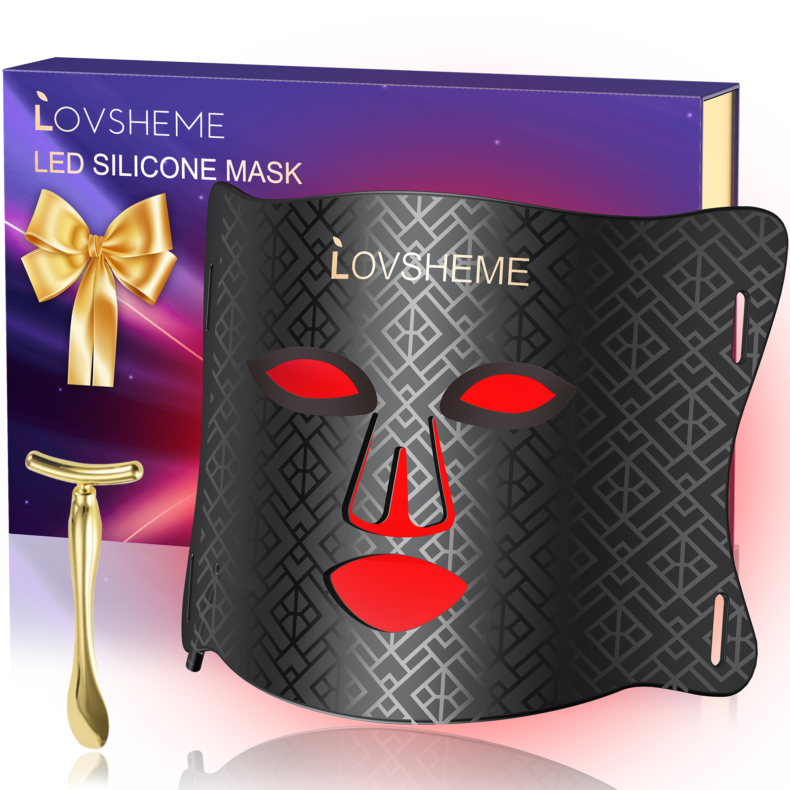 Lovsheme LED Face Mask – FDA Approved Enhance Red Light Therapy Mask for Acne, Wrinkles, and Skin Rejuvenation – Professional Grade Home Skincare – 3 Light Modes & Timing Settings, Eye Protection