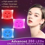 Lovsheme Red Light Therapy for Face, LED Face Mask Light Therapy, Omnilux Red Light Therapy Mask for Acne, Wrinkles and Skin Rejuvenation, 280 LEDs, 3 Modes, 10-Min Auto Off, Eye Protection Included